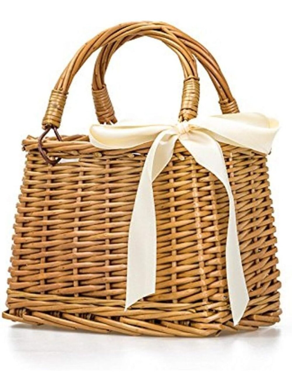 Handwoven Wicker Handbag - Rectangular Straw Tote Purse for Beach & Everyday Use